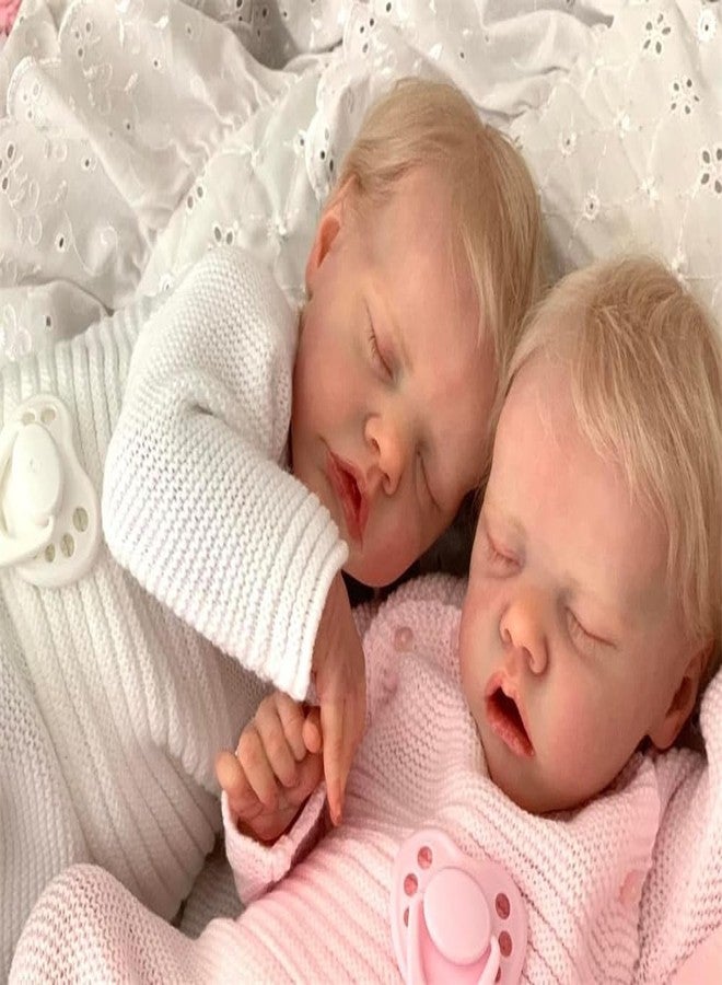 Anano Reborn Baby Dolls Twins Boy and Girl, 18Inch Realistic Baby Dolls Silicone Full Body, Full Silicone Babys Doll, Newborn Real Life Babys Doll Reborn Twin with Accessories - Image 4